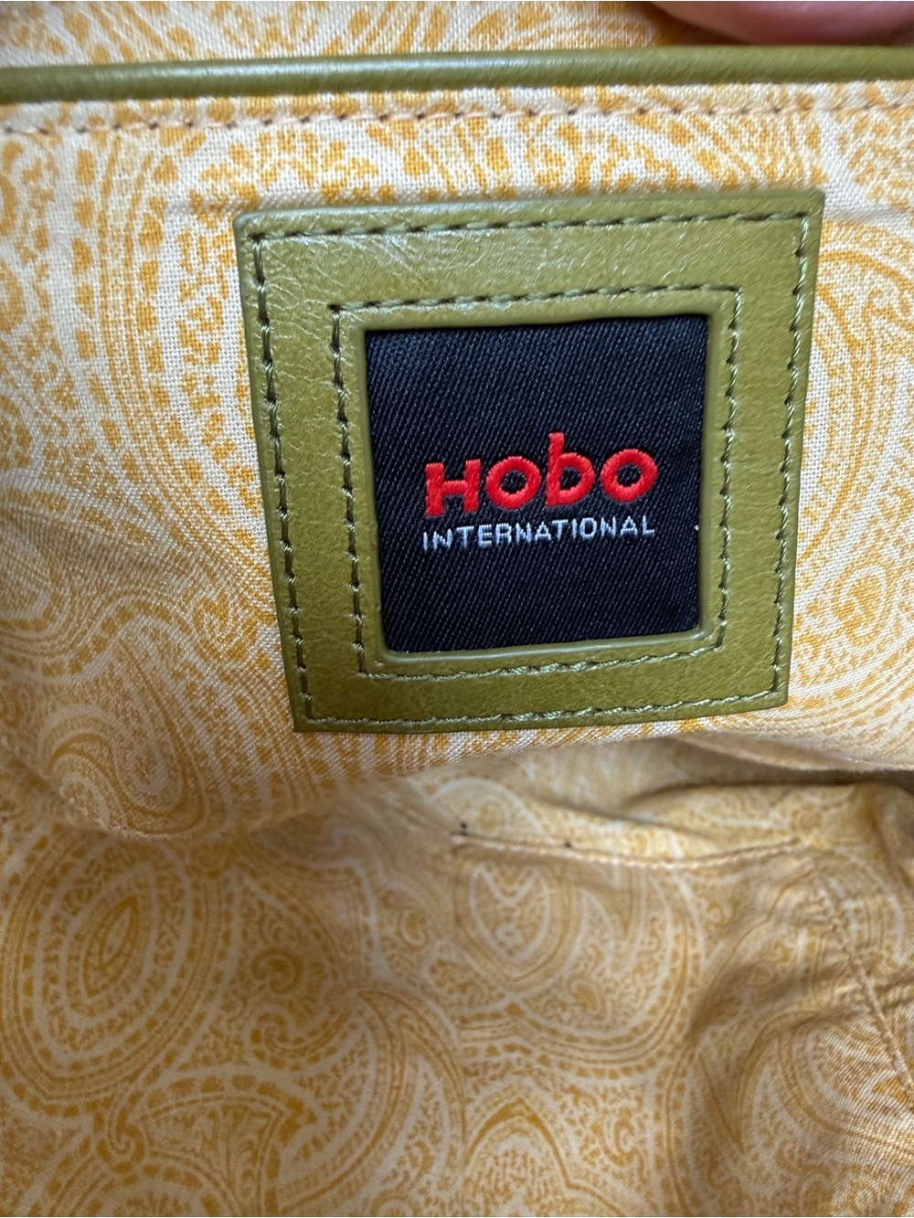 HOBO Olive Green Leather Bag with Brass Top Handle - Picture 13 of 14